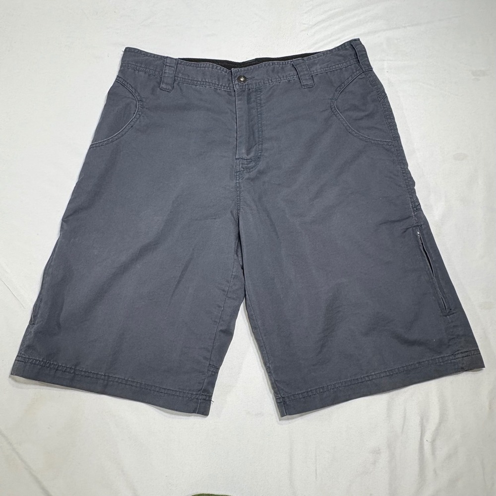 Prana Breathe Hiking Shorts Mens Large Gray Cotton Blend Zip Pocket Gorpcore